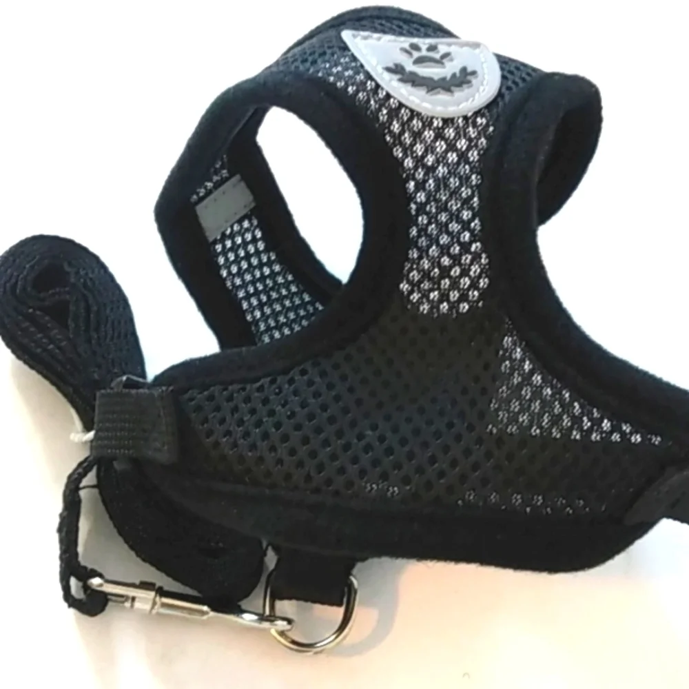 SMALL DOG HARNESS VEST WITH LEASH SET BLACK SIZE SMALL NWT